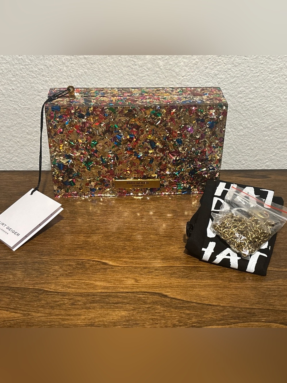 Kurt Geiger Multicolor Jeweled Box Clutch with Crossbody Strap - Picture 6 of 10
